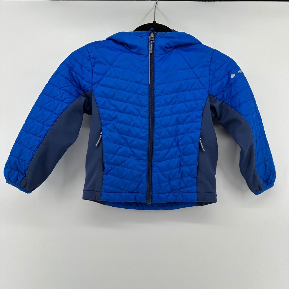 Columbia Kids Blue Quilted Hooded Puffer Jacket XXS 4/5 XB0053 Full Zip